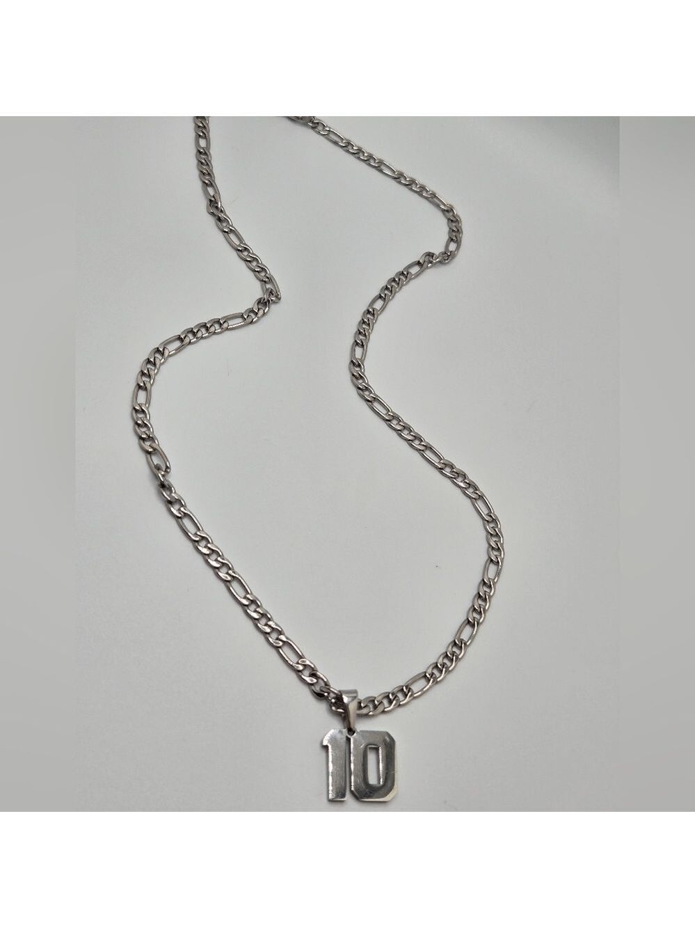 Silver Tone “10” Number Pendant Chain Necklace